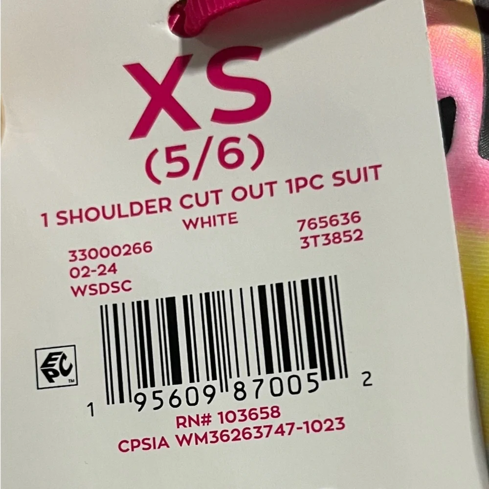 Justice Girls' UPF 50+ Cutout Cross Shoulder One Piece Swimsuit Size 5-6